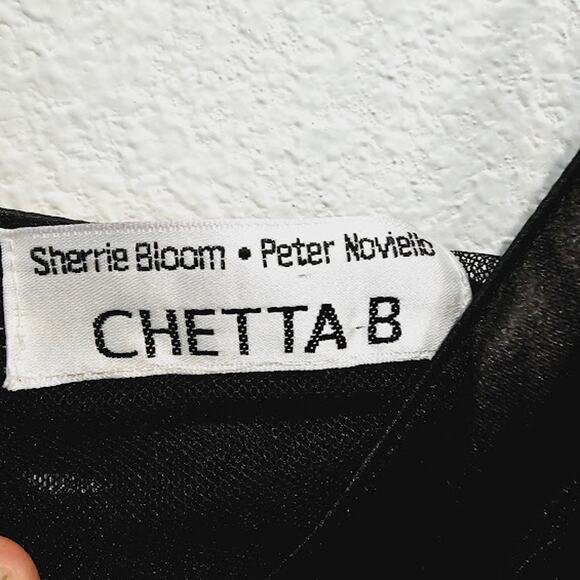 Chetta B Sherrie Bloom Peter Noviello 100% Silk Black Dress- Women's Medium - Picture 3 of 5